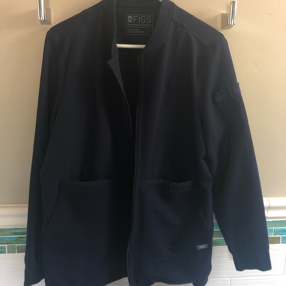 Figs L Navy Blue Bellery Scrub Jacket